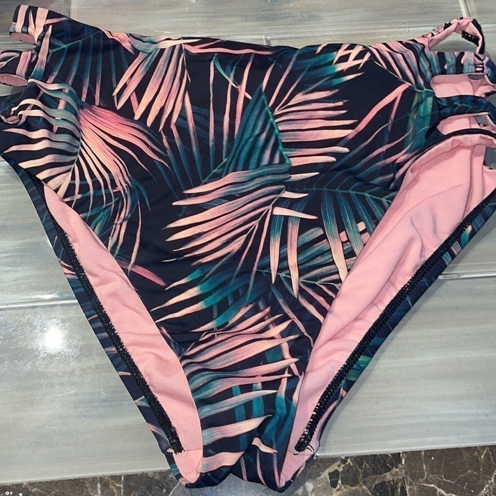 BAR III palm print highwaisted bikini bottoms